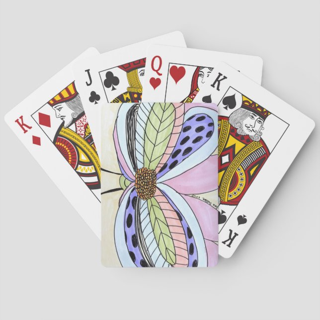 Baraja De Cartas Flor de Mariposa en Blanco (Reverso)
