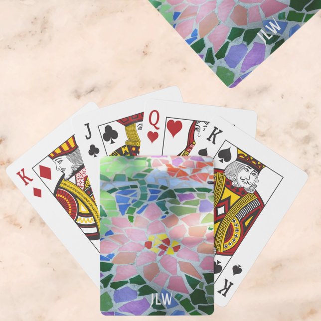 Baraja De Cartas Flor de mosaico floral rosa pastel de bonito (Subido por el creador)