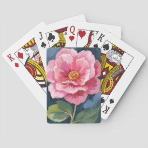Baraja De Cartas Flor de Peonía Rosa Acuarela Floral