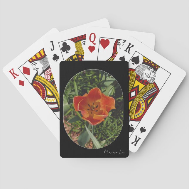 Baraja De Cartas flor de primavera roja (Reverso)