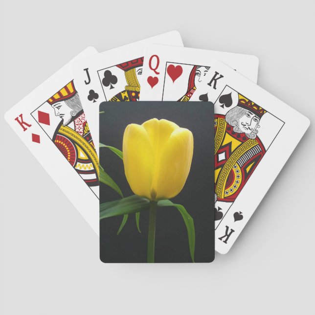Baraja De Cartas flor de tulipano amarillo bonito (Reverso)