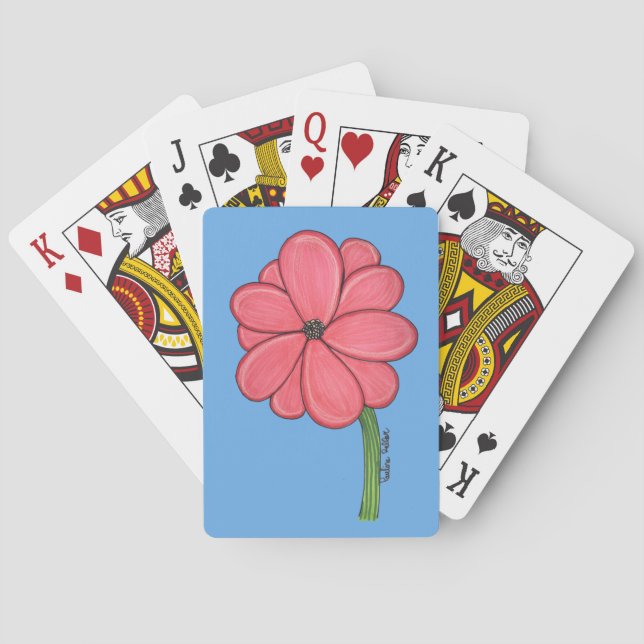 Baraja De Cartas Flor llena rosa (Reverso)