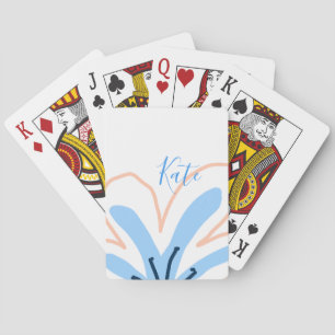 Baraja De Cartas flor naranja azul pastel agregar nombre regalo boh
