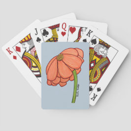 Baraja De Cartas Flor naranja con fondo azul