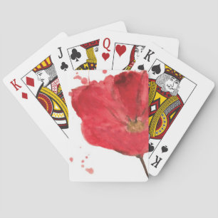Baraja De Cartas Flor pintada 2 de la amapola de la acuarela