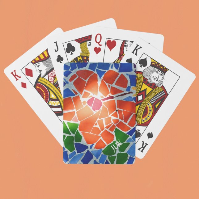 Baraja De Cartas Flor roja azul brillante (Subido por el creador)