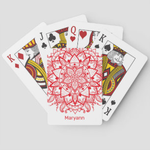 Baraja De Cartas Flor roja elegante Mandala Boho personalizado