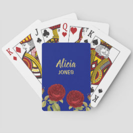 Baraja De Cartas Flor roja y hojas azules