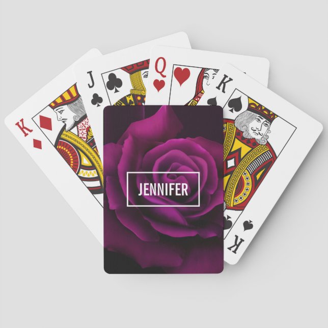 Baraja De Cartas Flor rosa gótica morada-roja (Reverso)