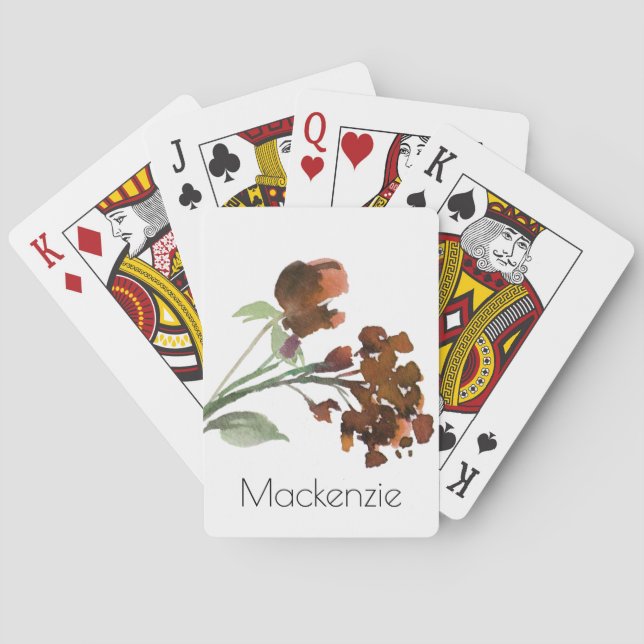 Baraja De Cartas Flor salvaje | Terracotta Naranja Personalizado Bo (Reverso)