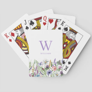 Baraja De Cartas Flor silvestre floral Monograma