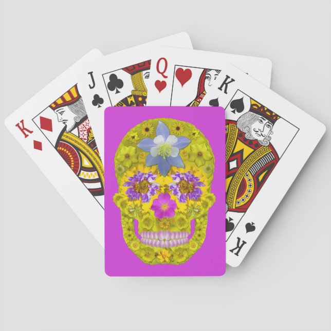 Baraja De Cartas Flor Skull 3 (Reverso)