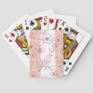 Baraja De Cartas Flor Vintage de Pájaro Toile Raya (9)
