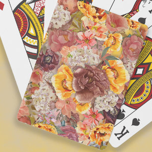 Baraja De Cartas Floral Acuarela Crema Borgoña Naranja  