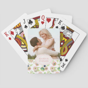 Baraja De Cartas Floral acuarela y suculentos - Foto Boda
