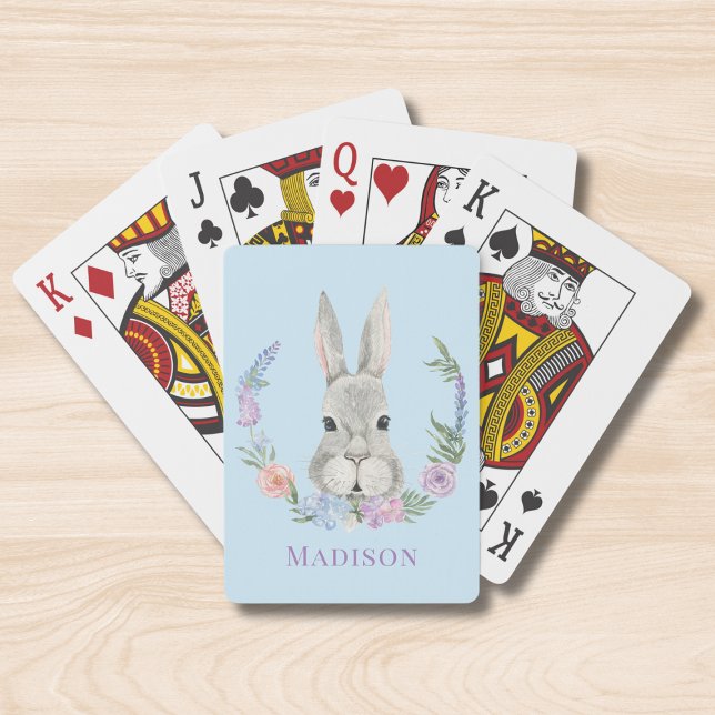 Baraja De Cartas Floral acuática de conejo de pascua personalizada (Subido por el creador)