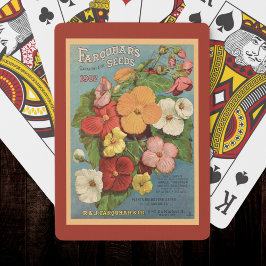 Baraja De Cartas Floral Begonias Pink 1902 Seed Packet Red Teal
