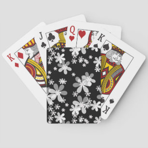 Baraja De Cartas floral blanca negra
