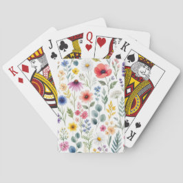 Baraja De Cartas Floral Botánico de Pradera de Acuarela de Flor Sil