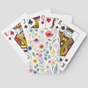 Baraja De Cartas Floral Botánico de Pradera de Acuarela de Flor Sil