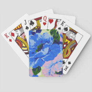 Baraja De Cartas Floral de Bonito azul y rosa Girly Retro