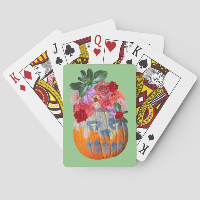 Baraja De Cartas Floral de calabaza de otoño (Reverso)