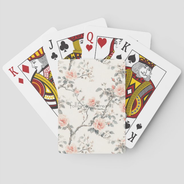 Baraja De Cartas Floral de melocotón crema bonito (Reverso)