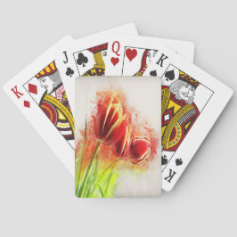 Baraja De Cartas Floral de tulipanes amarillos rojos de color de ag