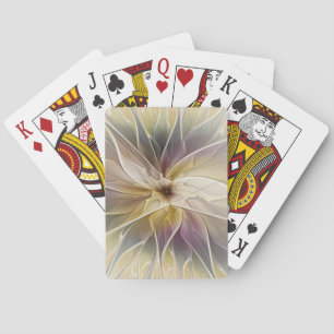 Baraja De Cartas Floral Fantasía Oro berenjena Resumen Arte Fractal