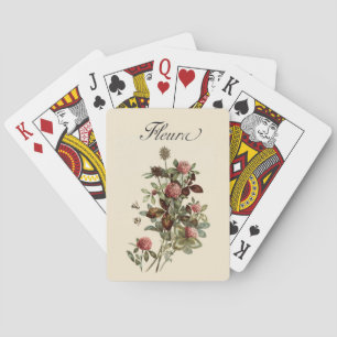 Baraja De Cartas Floral francesa de trébol rojo