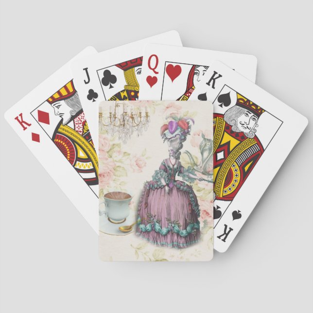 Baraja De Cartas Floral francesa Paris Tea Fiesta Marie Antoinette (Reverso)