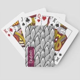 Baraja De Cartas Floral moderna de margarita hippie blanca y negra