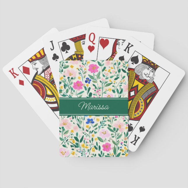 Baraja De Cartas Floral Moderno Personalizado (Reverso)