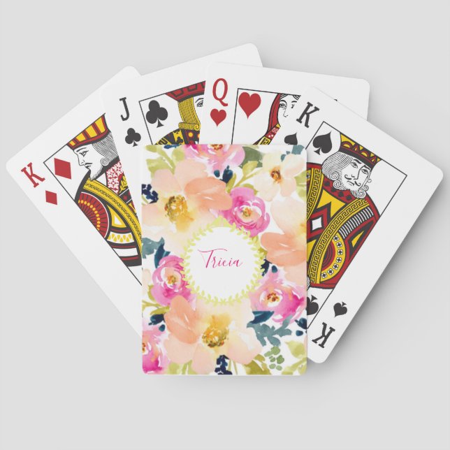 Baraja De Cartas Floral personalizada (Reverso)