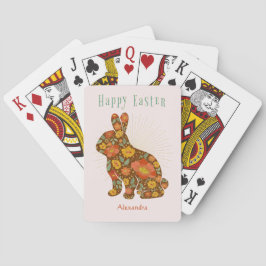 Baraja De Cartas Floral personalizada Purpurina de oro Bunny