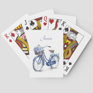 Baraja De Cartas Floral Personalizado Elegante Delft Azul