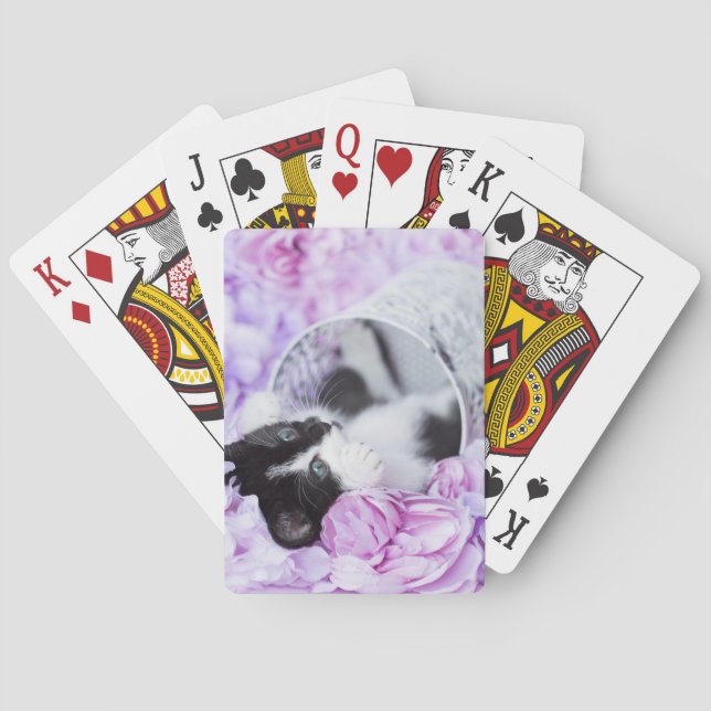 Baraja De Cartas Floral púrpura juguetón de "Pippa" (Reverso)