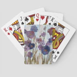 Baraja De Cartas Floral resumida en púrpura