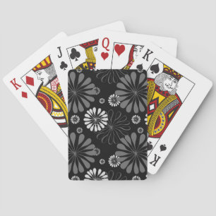 Baraja De Cartas Floral retro en blanco y negro