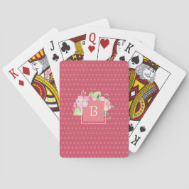 Baraja De Cartas Floral rosa monogramada de Moda femenina