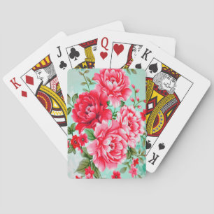 Baraja De Cartas Floral rosado rojo elegante del vintage