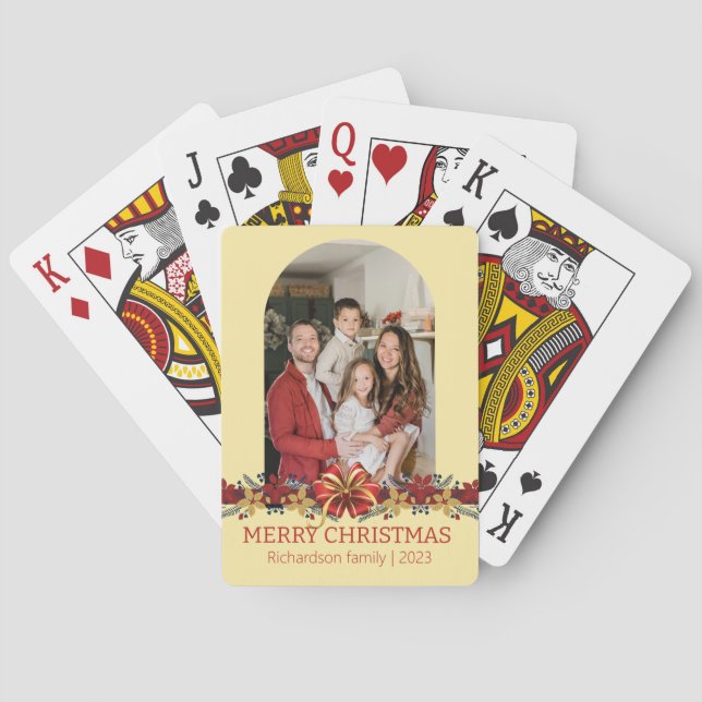 Baraja De Cartas Floral Sencillo y elegante foto de Navidades famil (Reverso)