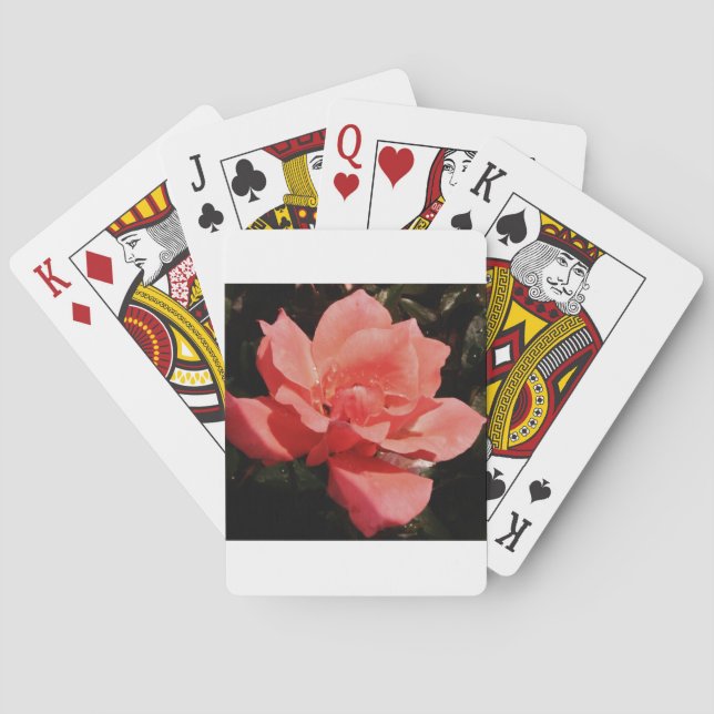 Baraja De Cartas Floral subió rosa bonito del melocotón (Reverso)