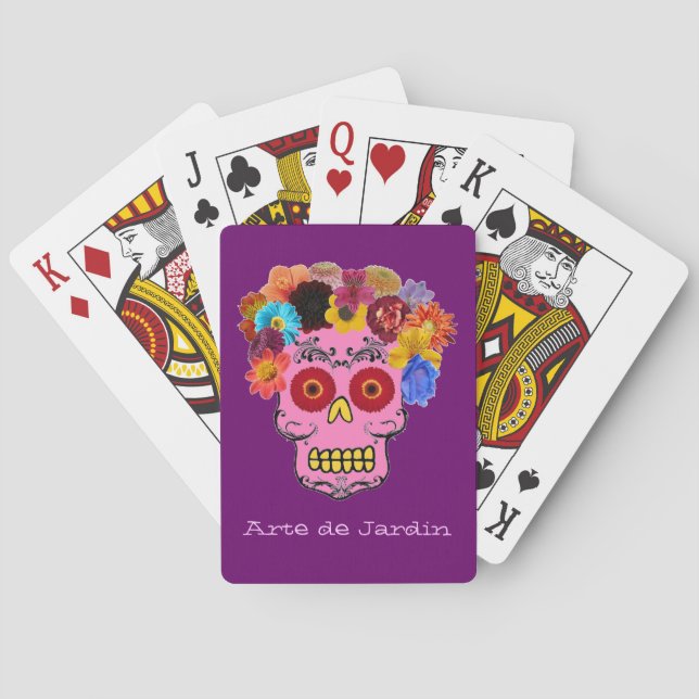 Baraja De Cartas Floral Sugar Skull (Reverso)