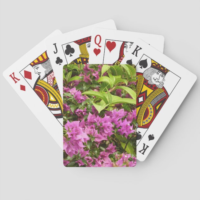 Baraja De Cartas Floral Tropical Morada Bougainvillea (Reverso)