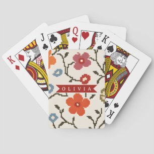 Baraja De Cartas Floral Vintage Boho Escandinavo Folk Personalizado