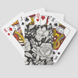 Baraja De Cartas Floral vintage negro y blanco clásico