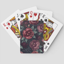 Baraja De Cartas Florales Malhumorados Patrón Acuarela Rojo Oscuro