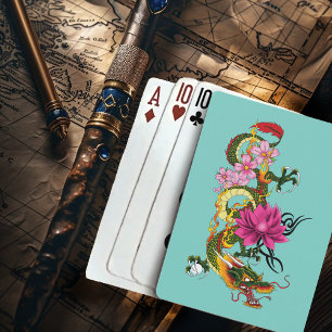 Baraja De Cartas Florecimiento de flores de dragón de Lotus en Chin