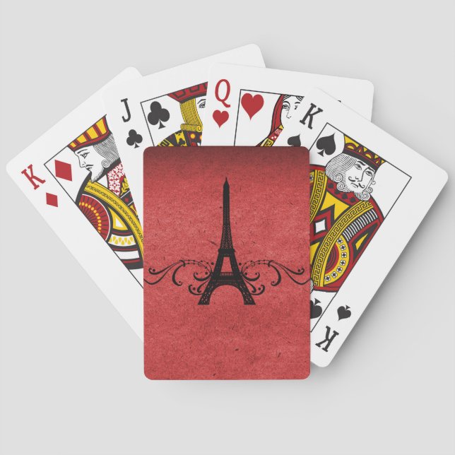 Baraja De Cartas Florecimiento del francés de cosecha roja (Reverso)